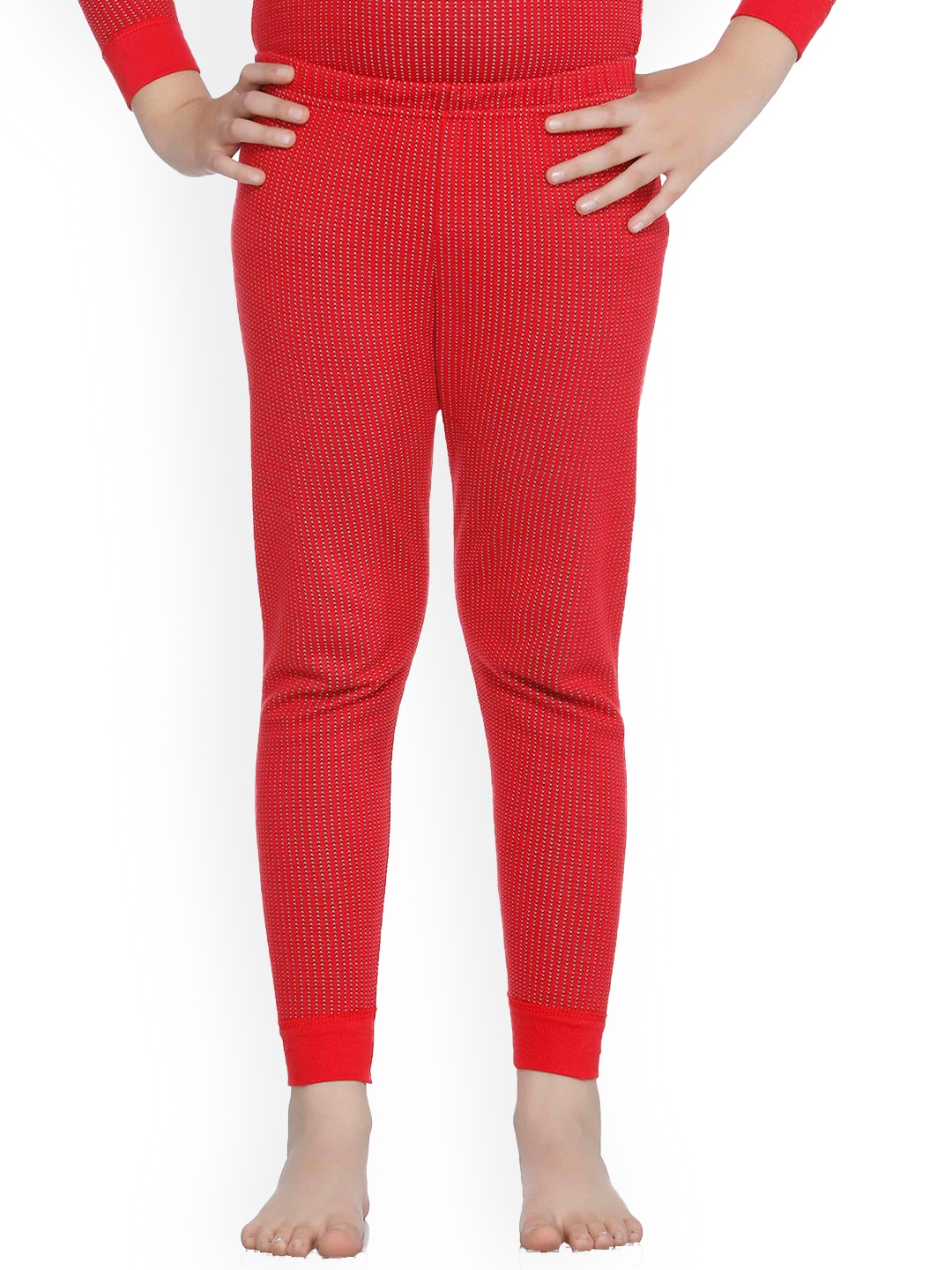 

BODYCARE INSIDER Kids Striped Cotton Thermal Bottoms, Red