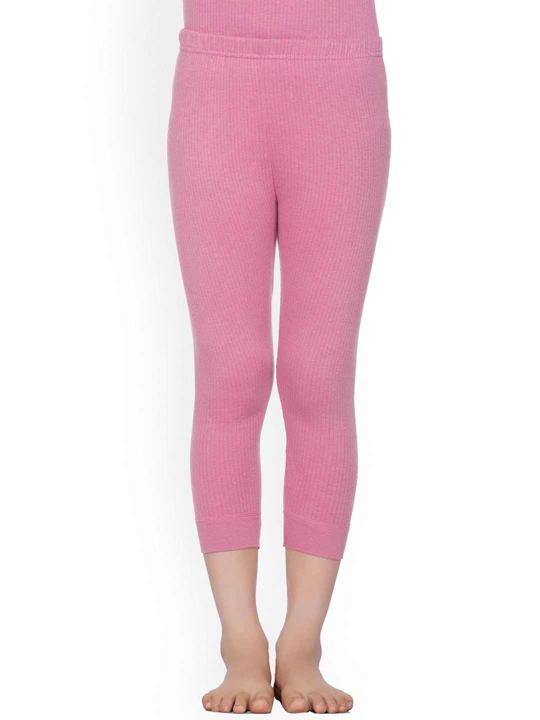 

BODYCARE INSIDER Kids Ribbed Cotton Cropped Ankle-Length Thermal Bottoms, Fuchsia