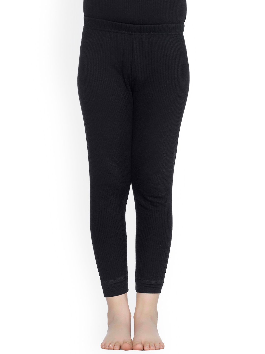 

BODYCARE INSIDER Kids Ribbed Cotton Thermal Bottoms, Black