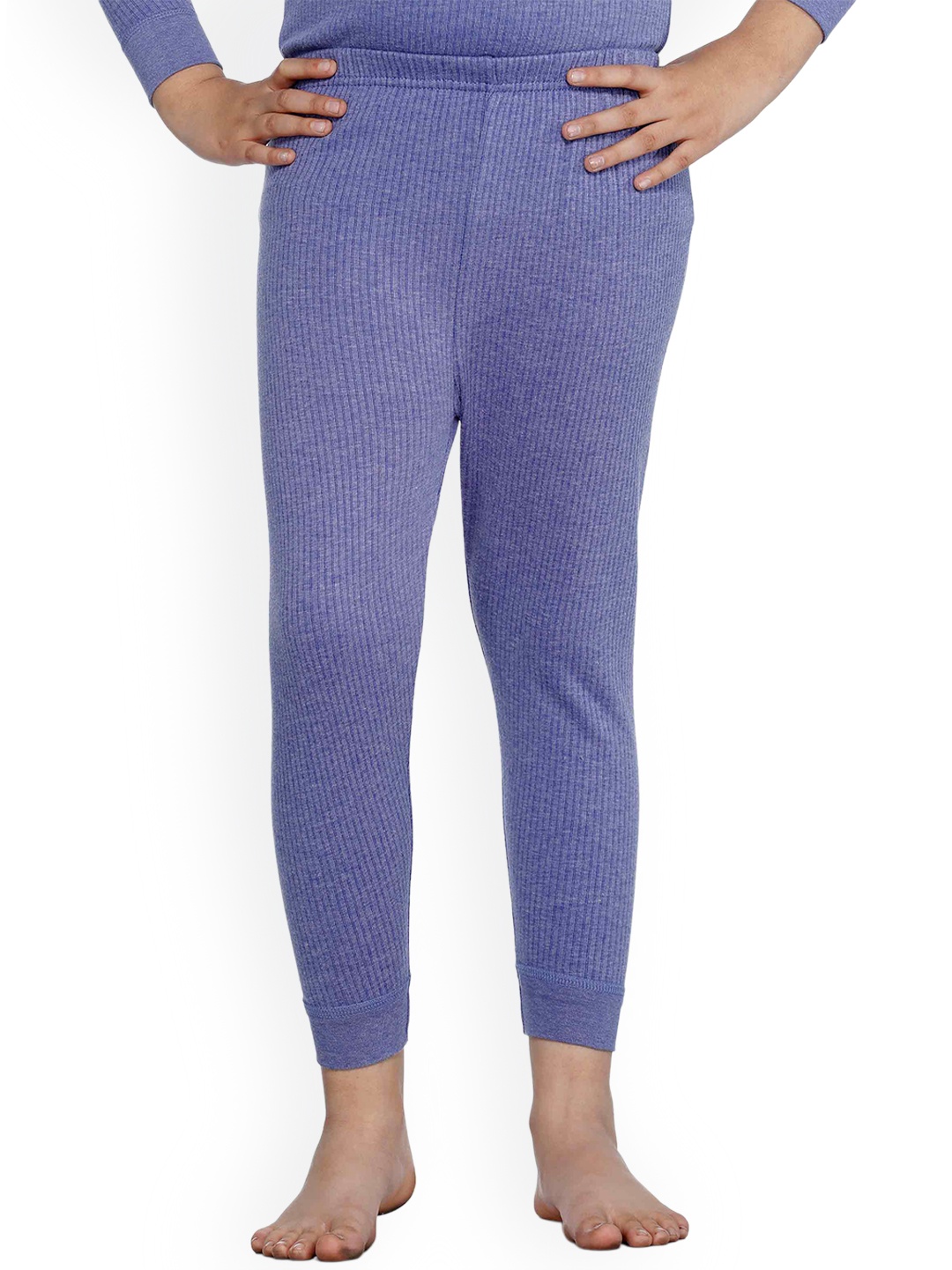 

BODYCARE INSIDER Kids Ribbed Cotton Cropped Ankle-Length Thermal Bottoms, Blue