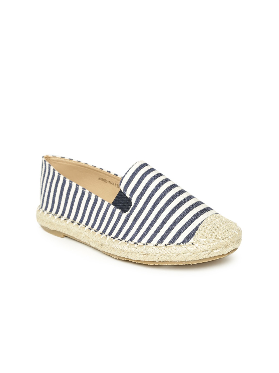 

Allen Solly Women Navy Blue & Cream-Coloured Striped Espadrilles