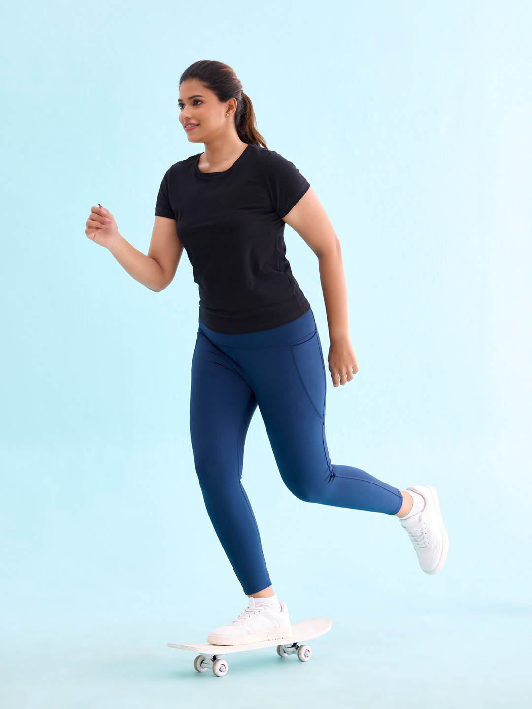 

Go Colors Plus Size High-Rise Fitness Ankle Length Tights, Teal