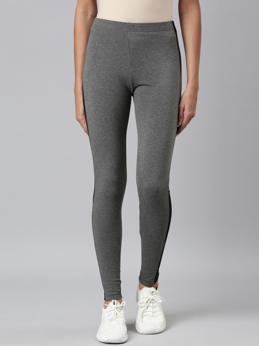 

Go Colors Cotton Side Stripe Active Tights, Grey