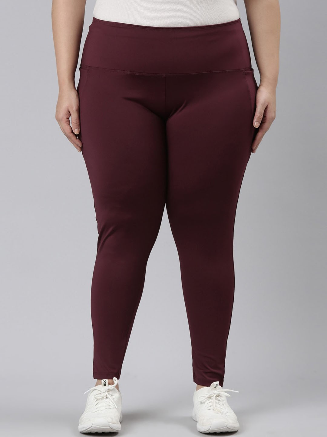 

Go Colors Plus Size High-Rise Fitness Ankle Length Tights, Maroon