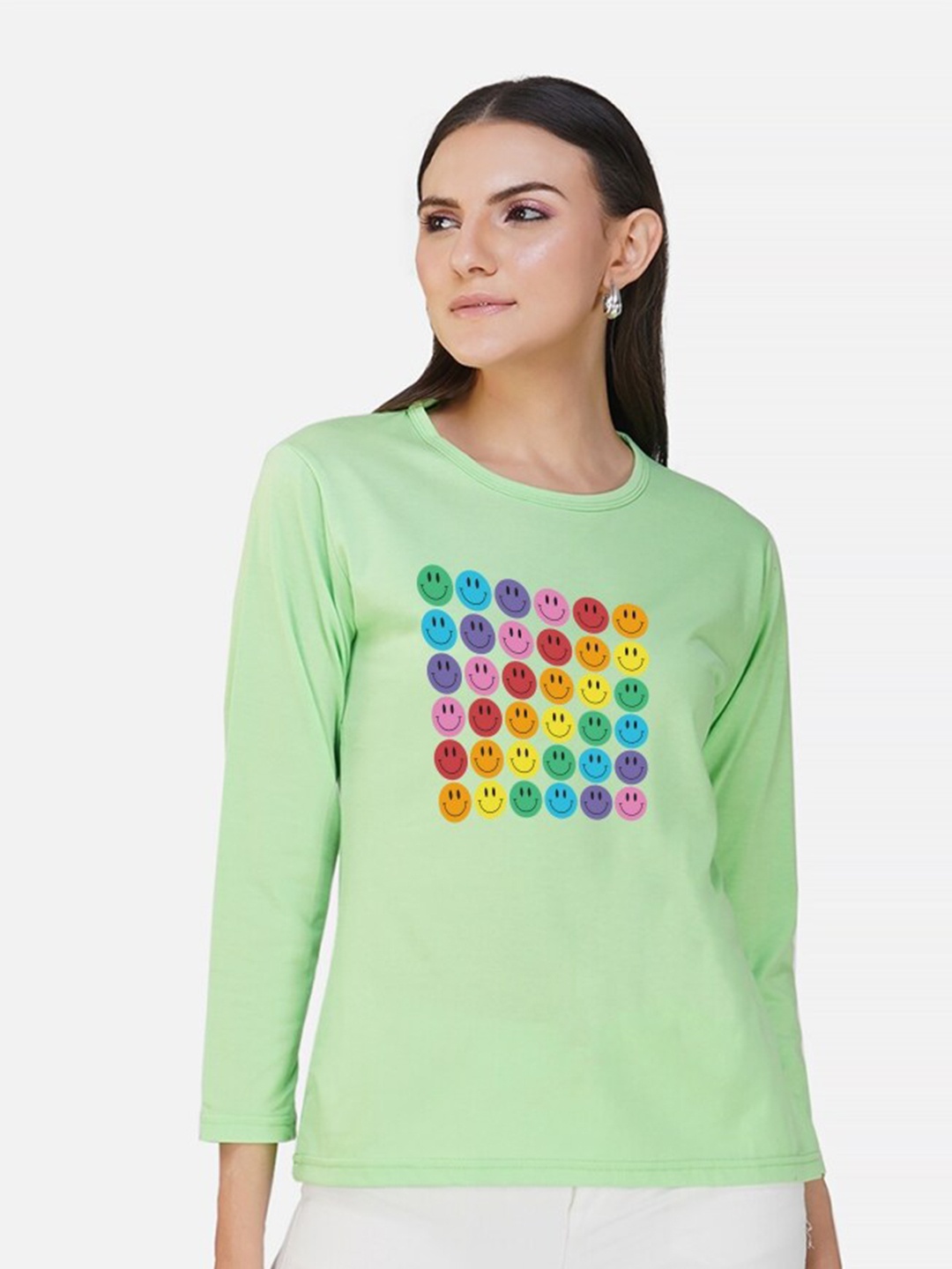 

CHOZI Graphic Printed Long Sleeves Cotton T-shirt, Green