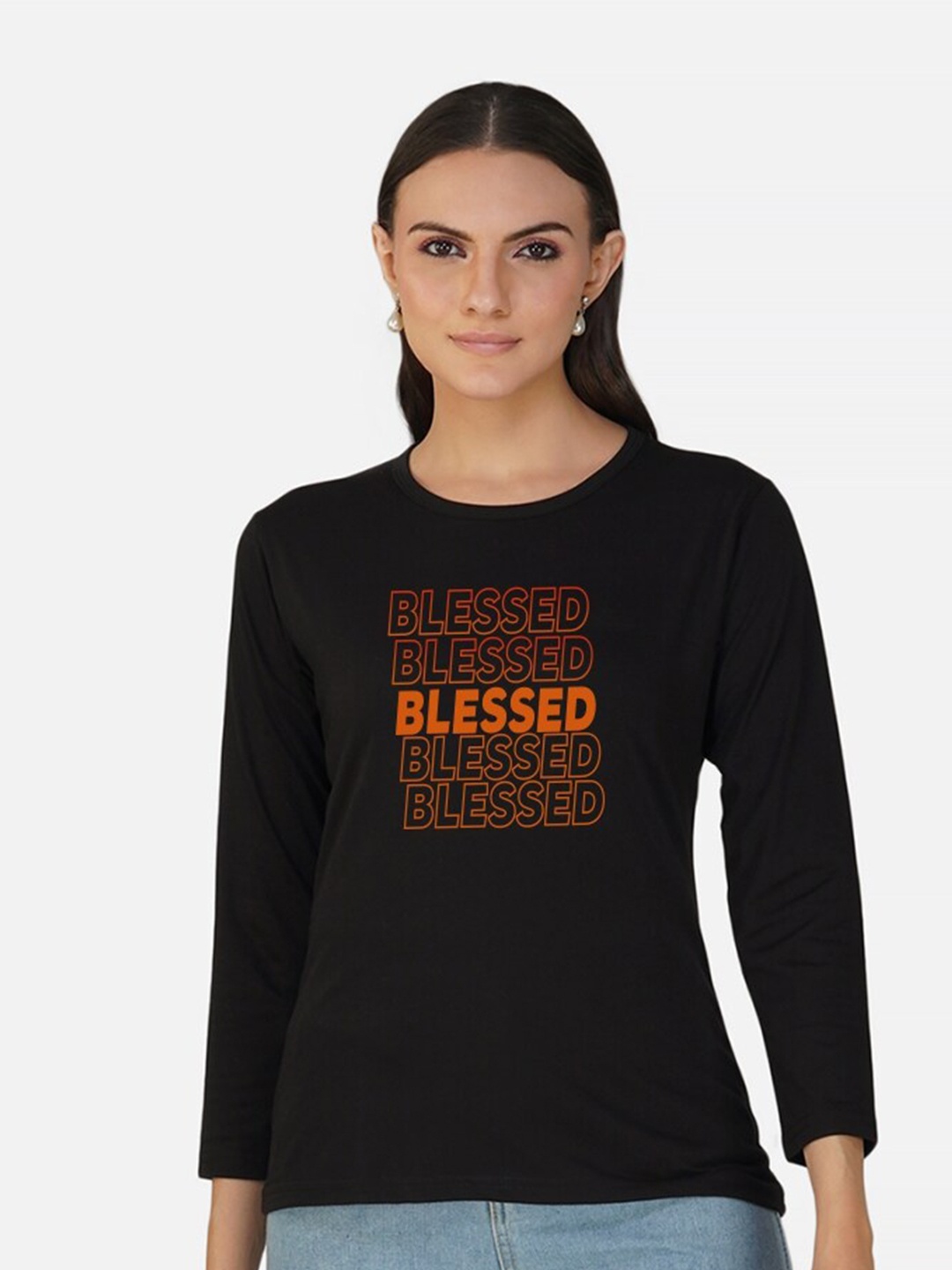 

CHOZI Typography Printed Cotton T-Shirt, Black
