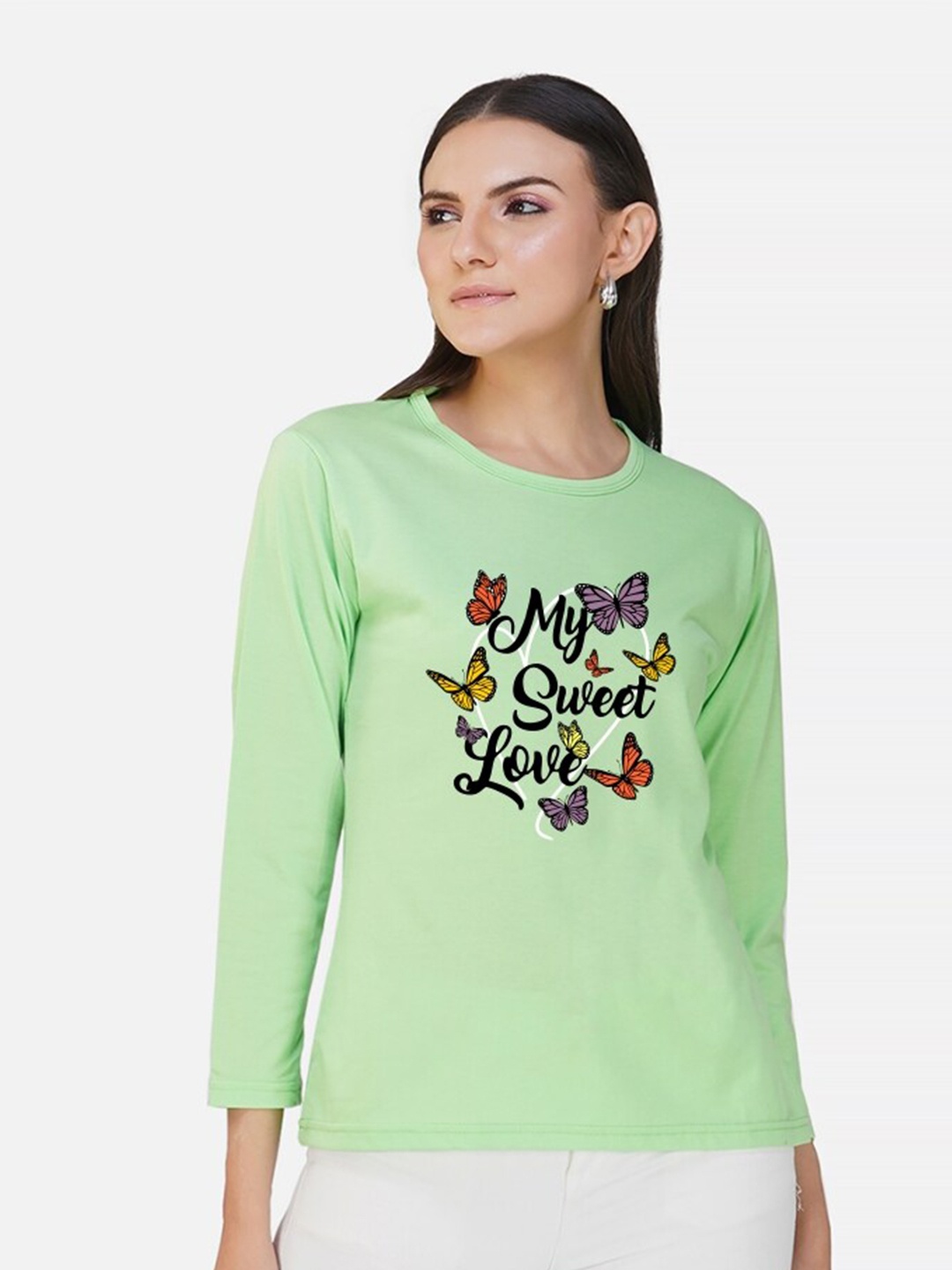 

CHOZI Typography Printed Cotton T-shirt, Green