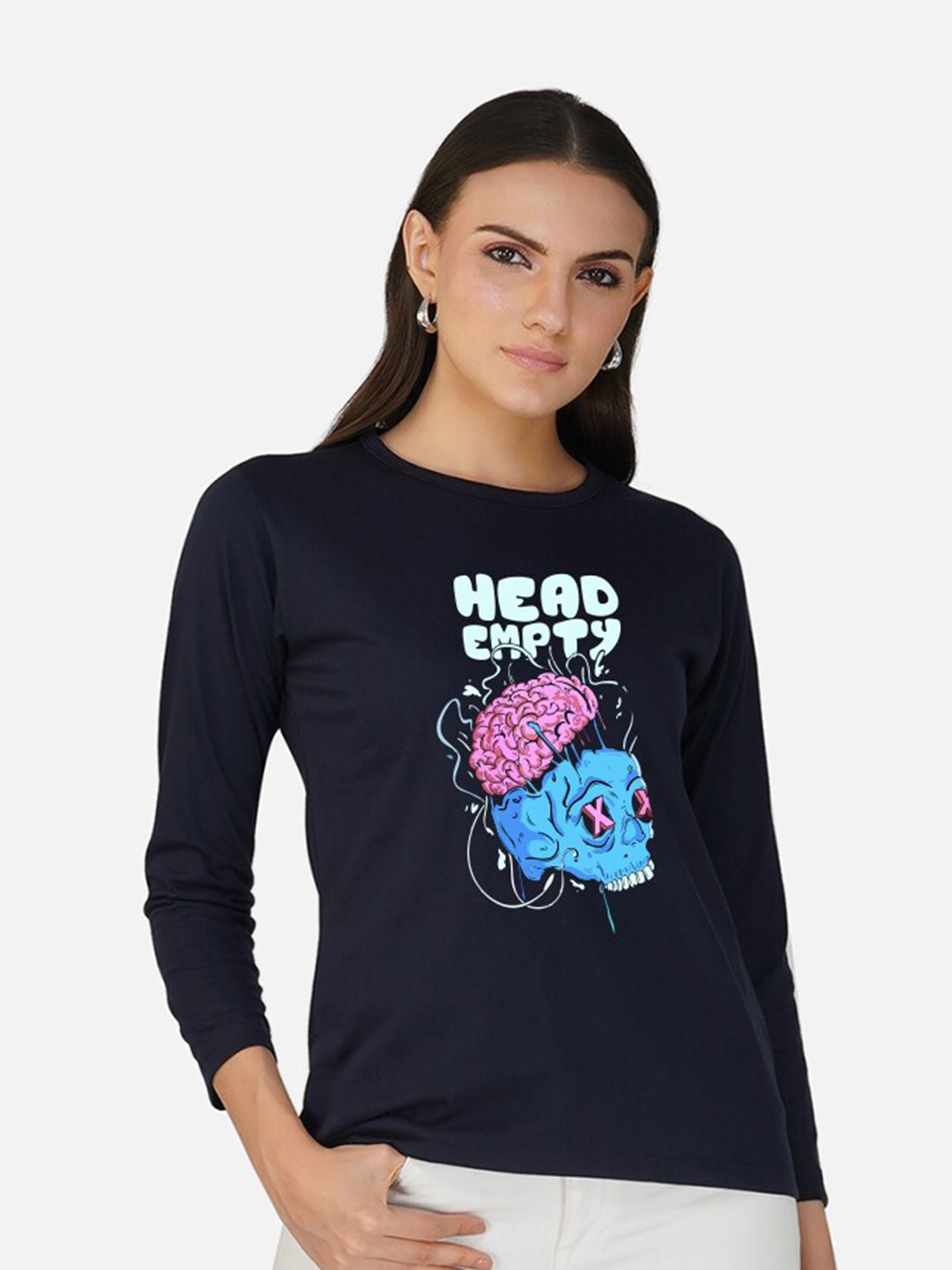 

CHOZI Graphic Printed Round Neck Cotton Regular T-shirt, Navy blue
