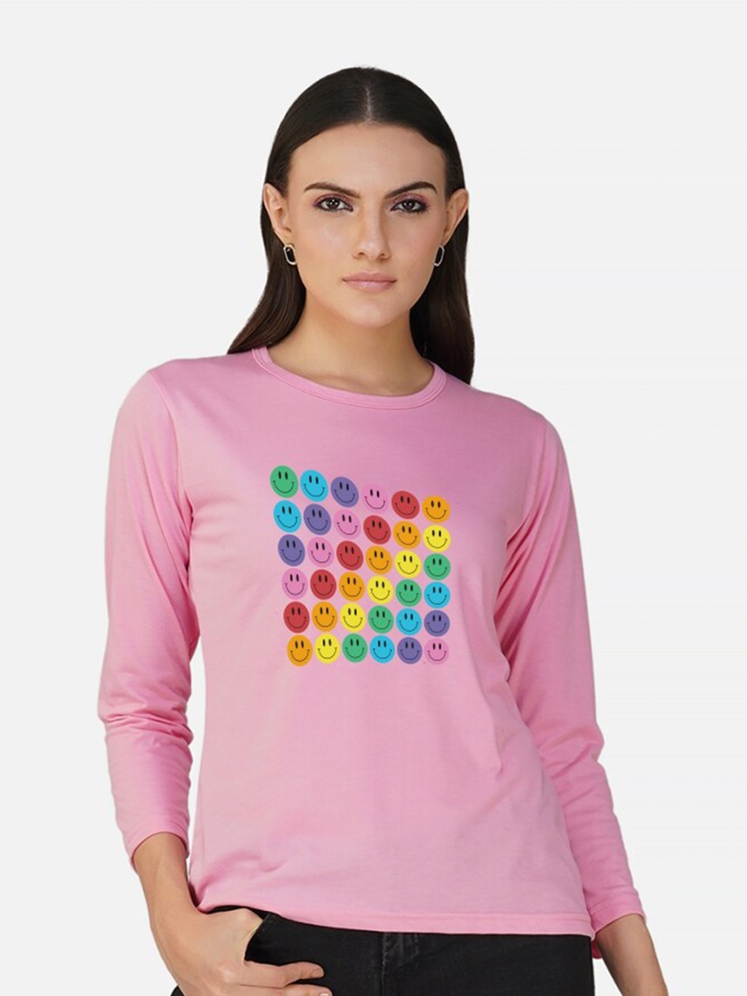 

CHOZI Graphic Printed Cotton T-shirt, Pink