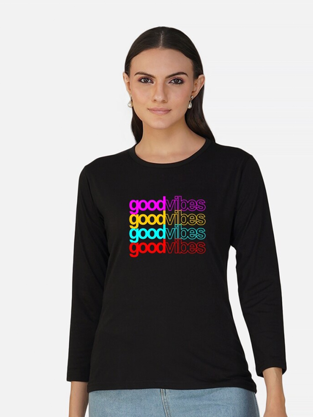 

CHOZI Typography Printed Cotton Casual T-Shirt, Black