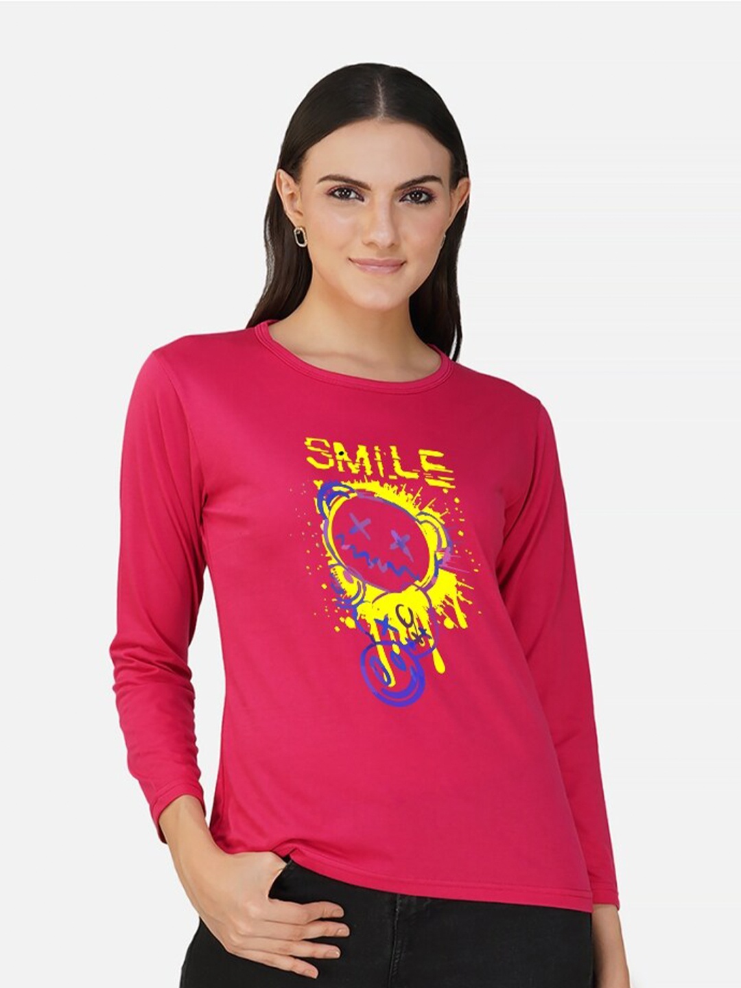 

CHOZI Graphic Printed Cotton Casual T-Shirt, Pink
