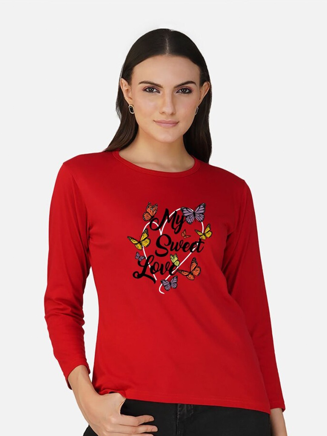 

CHOZI Typography Printed Cotton Casual T-Shirt, Red