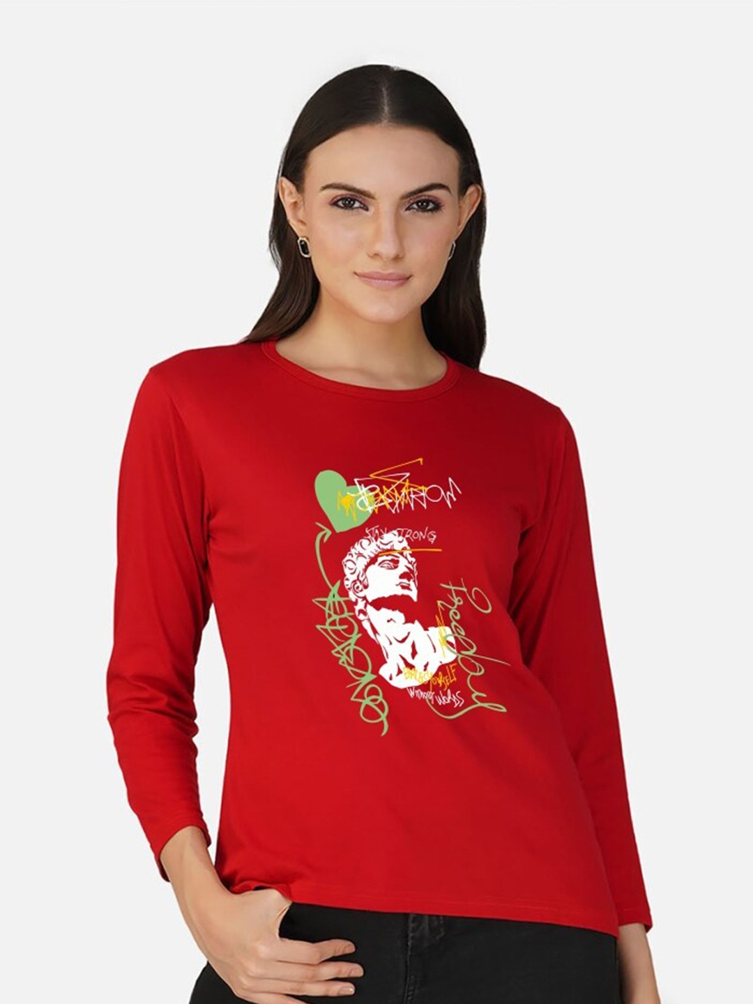 

CHOZI Graphic Printed Cotton Casual T-Shirt, Red