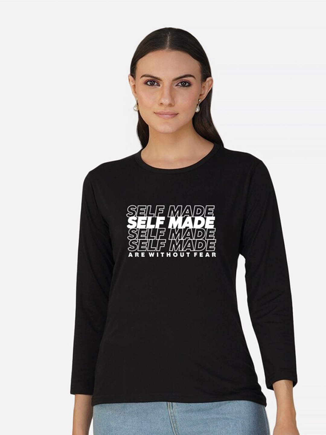 

CHOZI Typography Printed Cotton Casual T-Shirt, Black