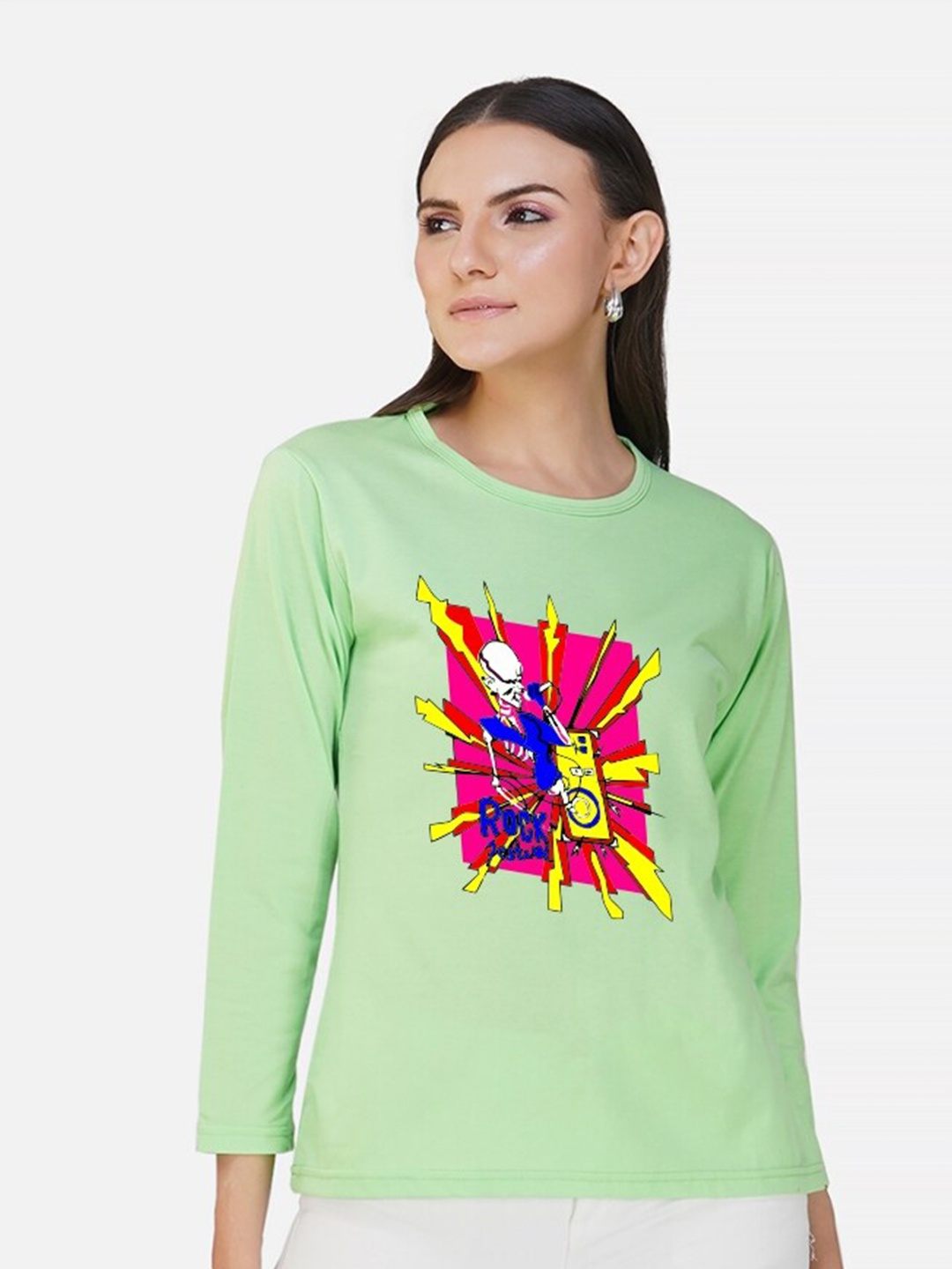

CHOZI Graphic Printed Cotton T-shirt, Green