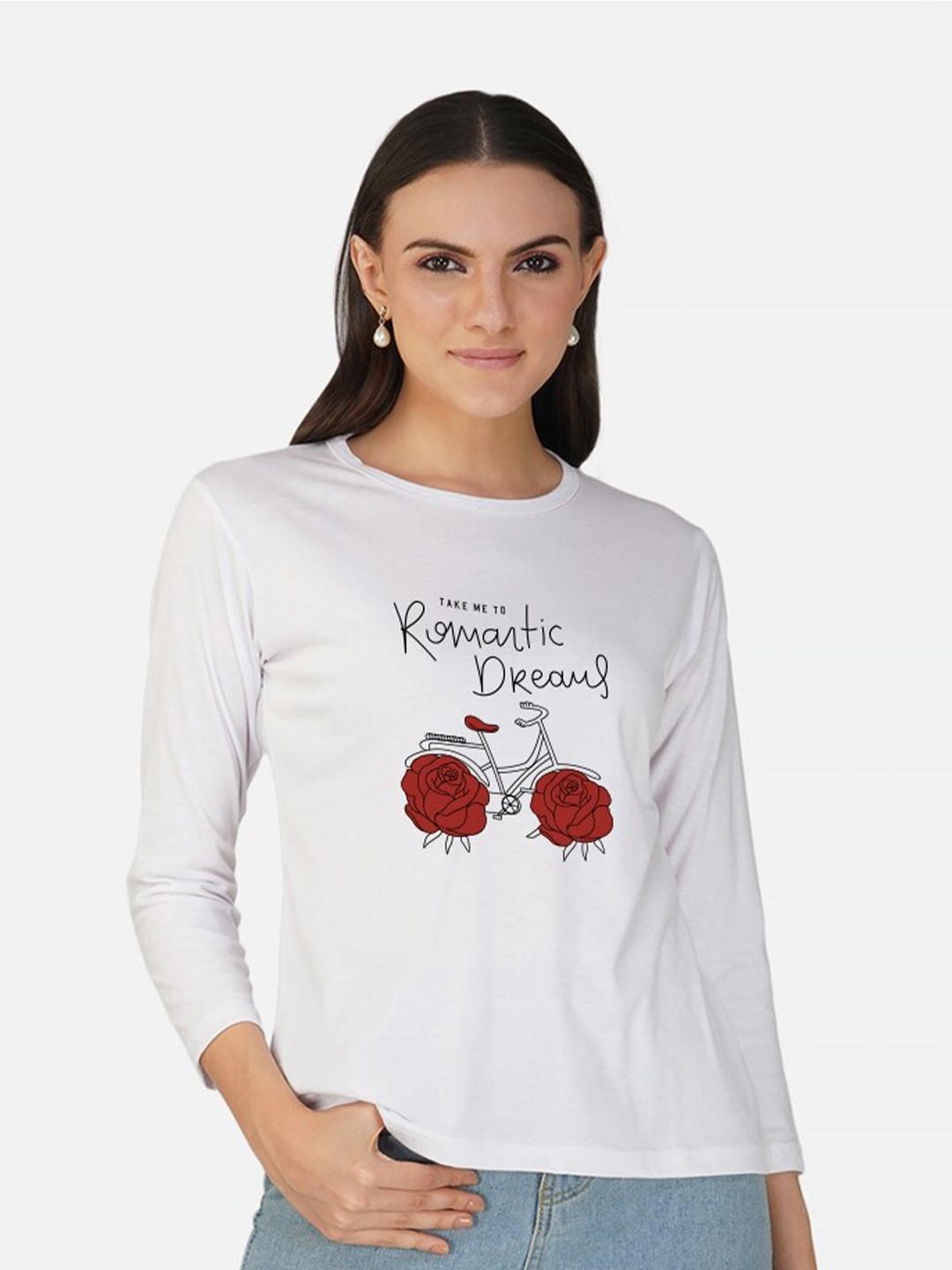 

CHOZI Typography Printed Cotton T-shirt, White