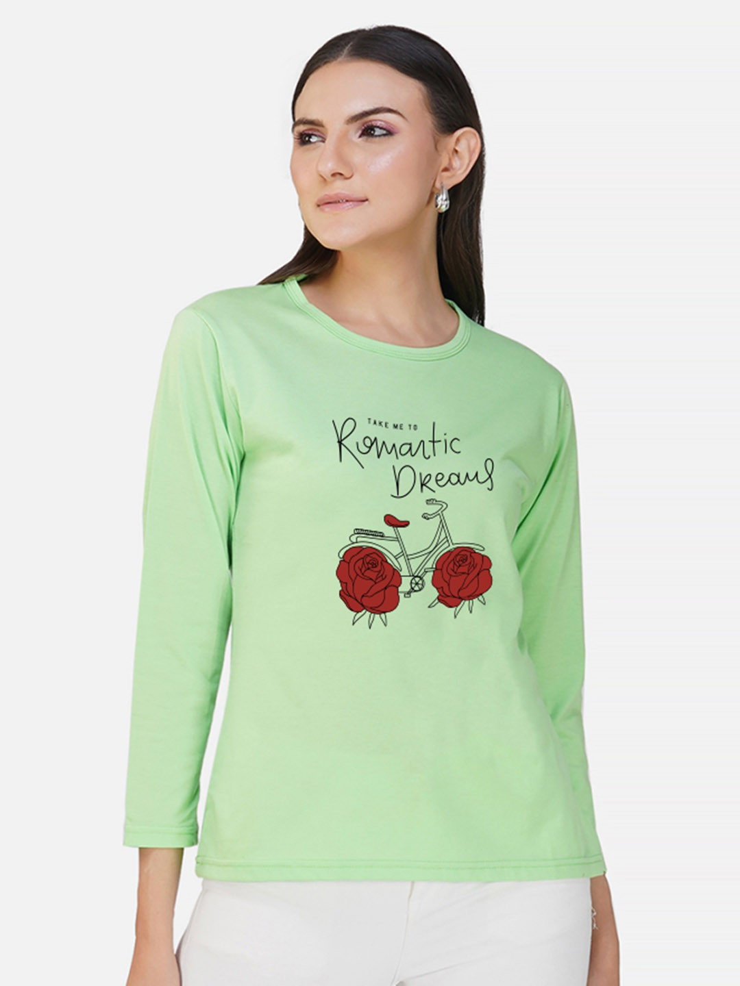 

CHOZI Typography Printed Cotton T-shirt, Green