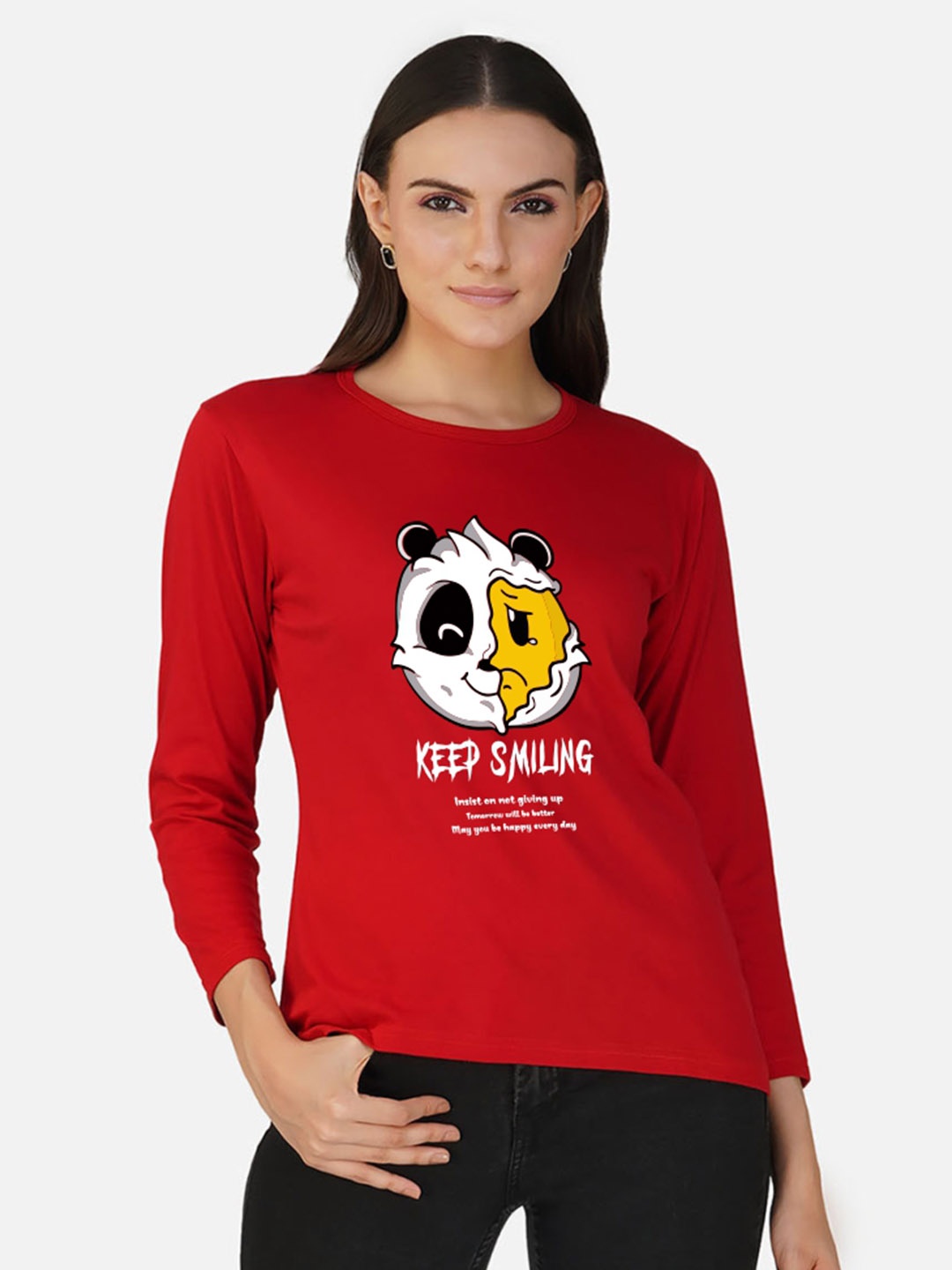 

CHOZI Typography & Graphic Printed Cotton T-shirt, Red