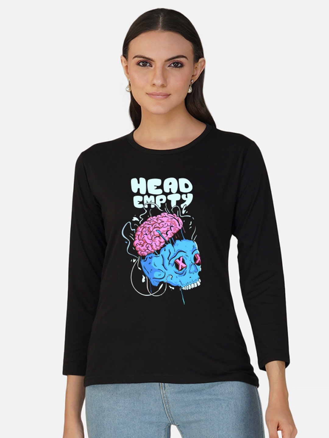 

CHOZI Graphic & Typography Printed Cotton T-shirt, Black