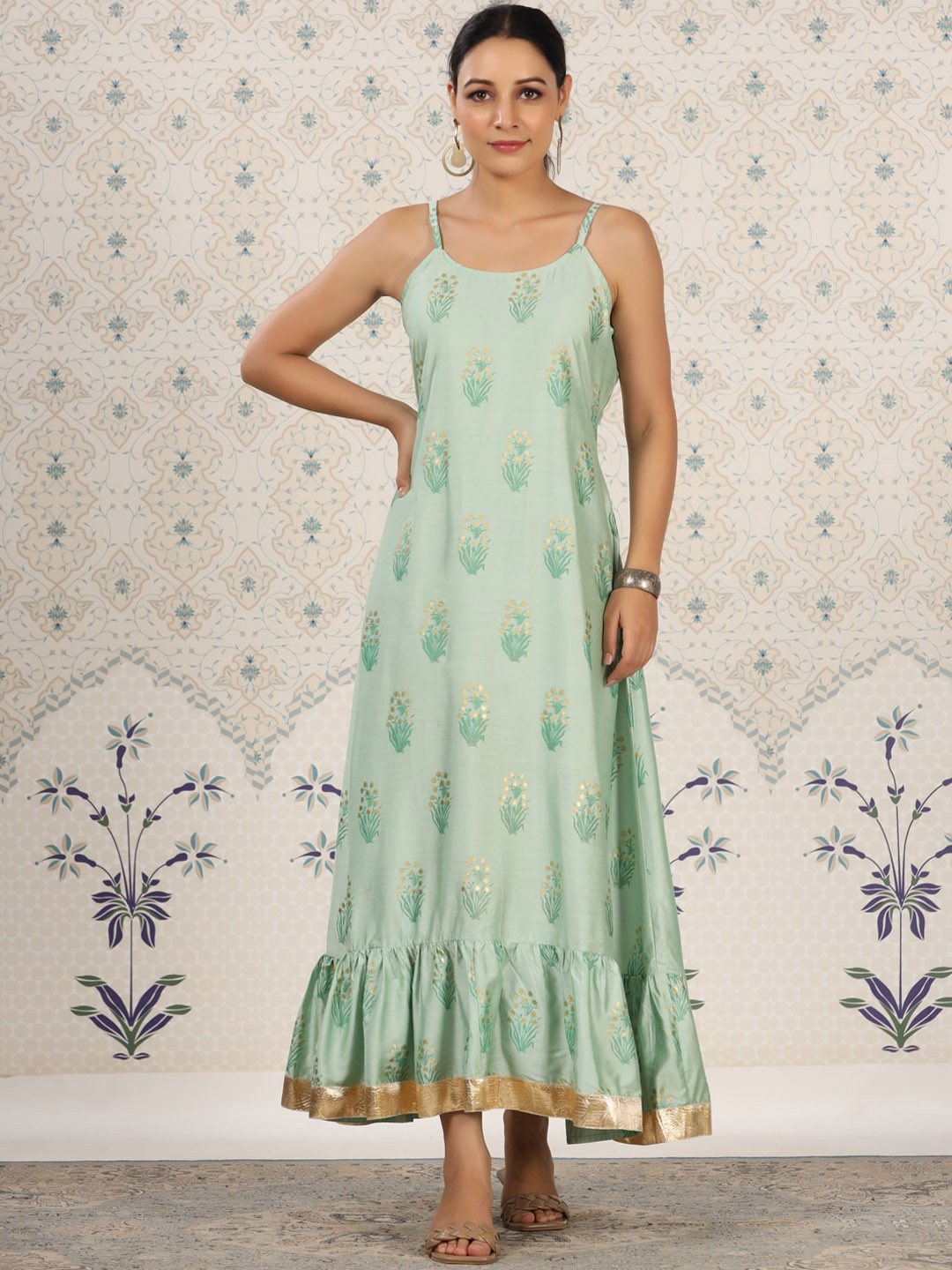 

Ode by House of Pataudi Sea Green Floral Printed Kurta