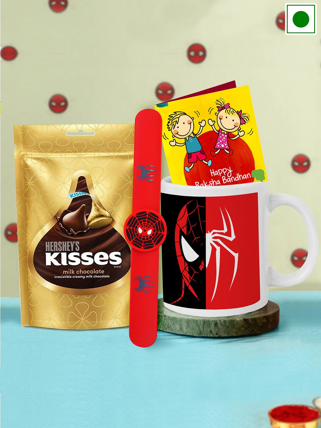 

TIED RIBBONS Coffee Mug And Chocolate With Kids Spiderman Rakhi, Red