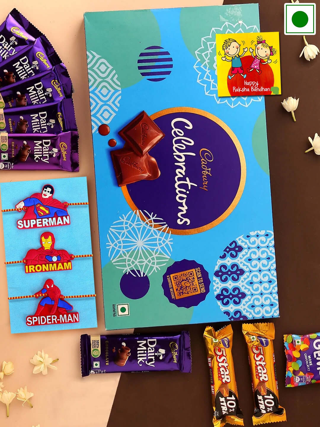 

TIED RIBBONS Cadbury Celebration Chocolate With 3 Rakhi, Red