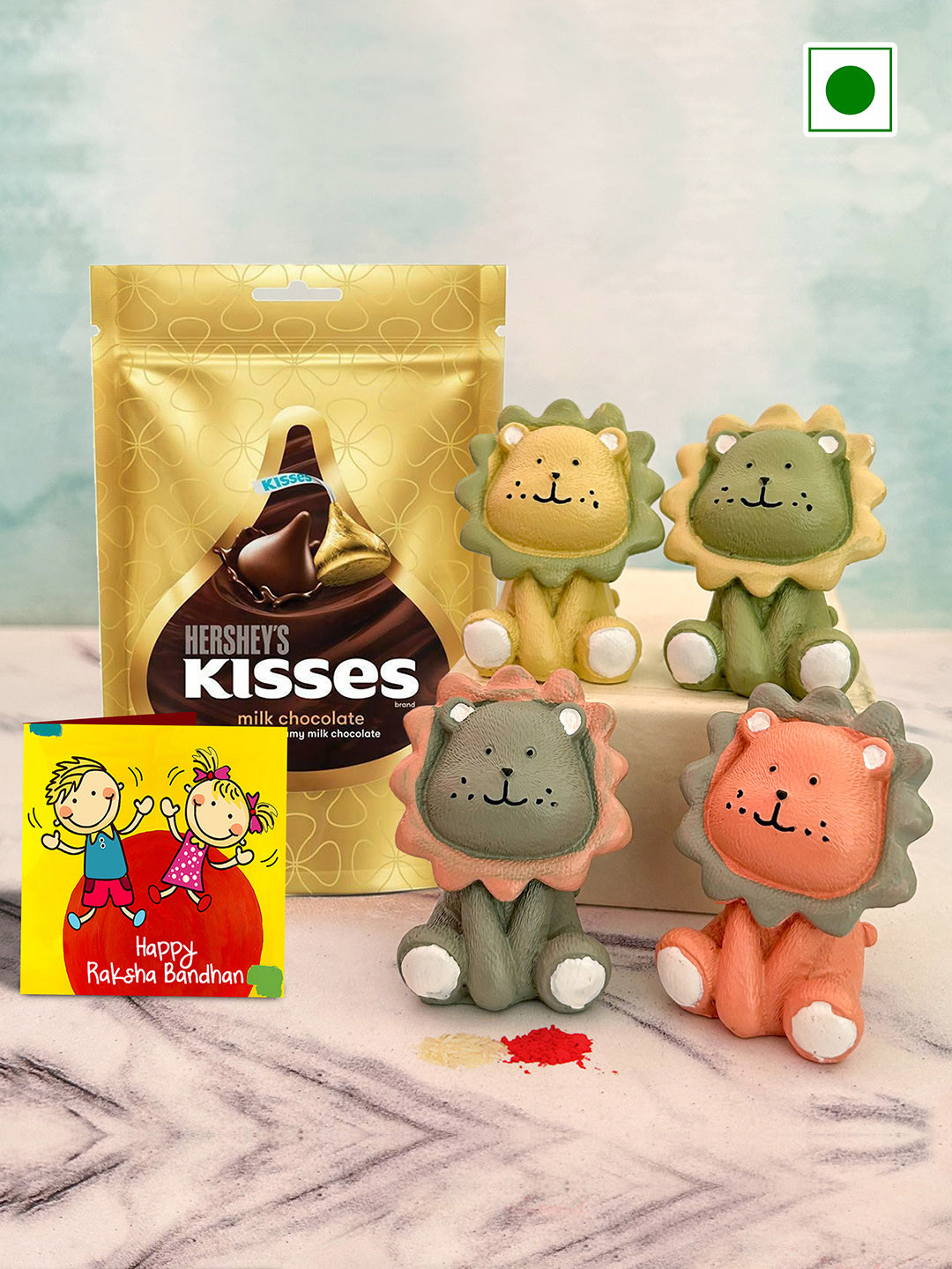 

TIED RIBBONS 4 Mini Toys & Hersheys Kisses Chocolate Pack-36g, Beige