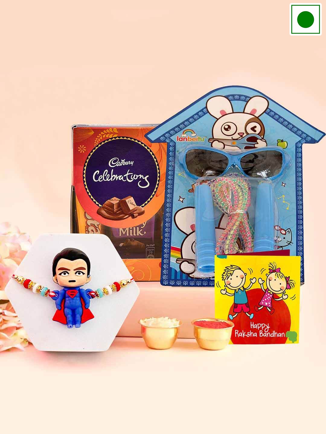 

TIED RIBBONS Cadbury Chocolates And Return Gift Combo With Rakhi - 64.2g, Blue