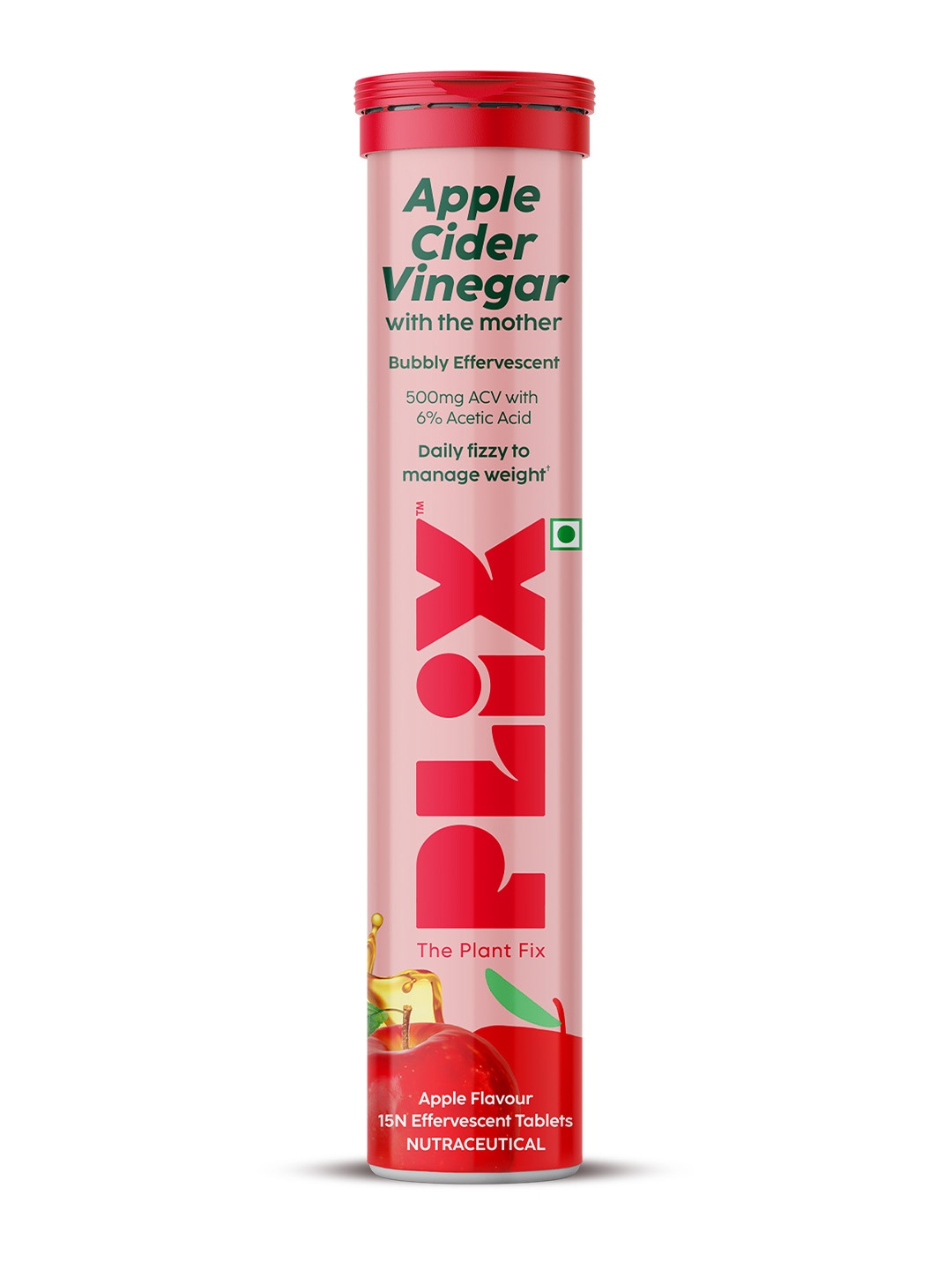 

PLIX THE PLANT FIX Apple Cider Vinegar Bubbly Effervescent Tablets - 15 Tablets, Red