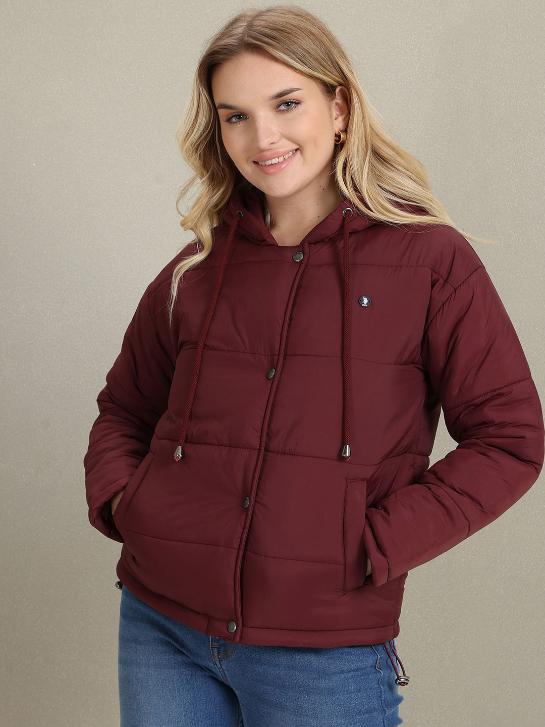 

U.S. Polo Assn. Women Hooded Padded Jacket, Maroon