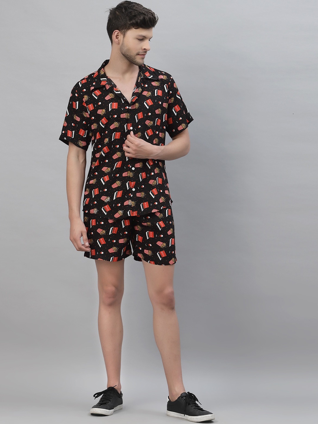

Gavin Paris Conversational Printed Shirt With Shorts, Black