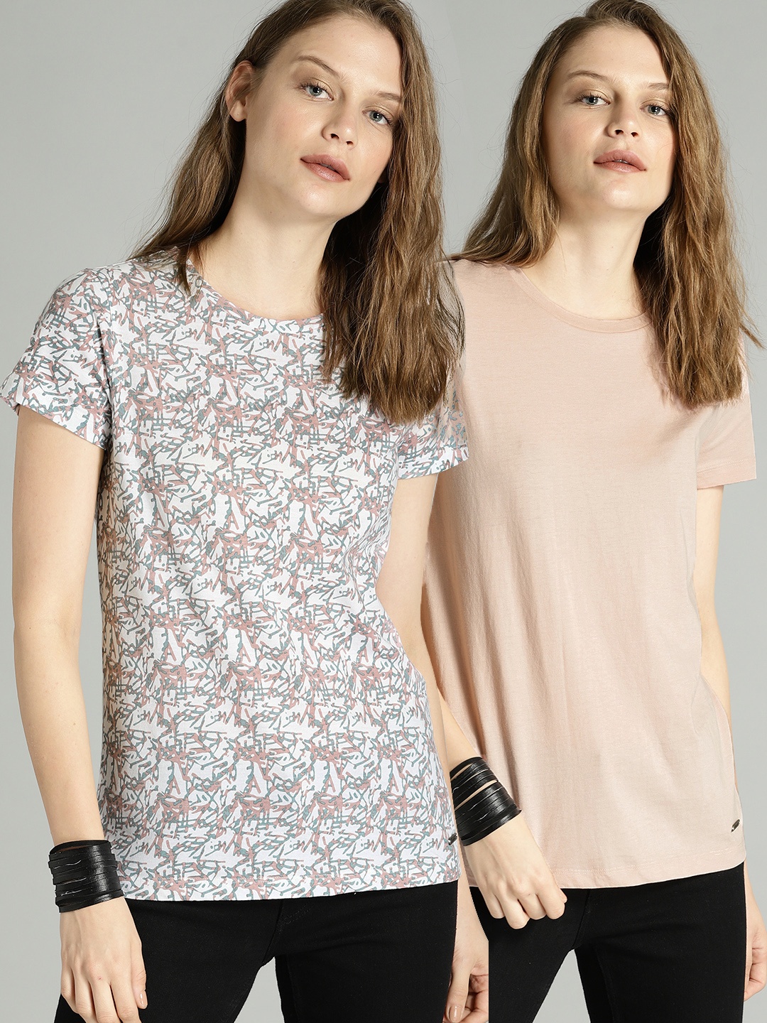 

Roadster Women Pack of 2 Tshirts, Peach