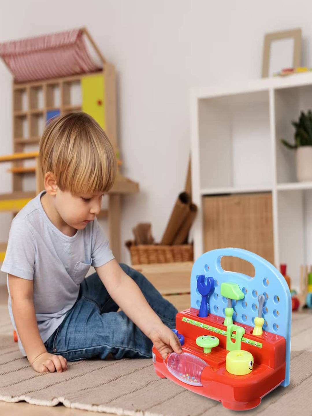 

Simba Kids Accessories Knocking with Hammer Building Construction Tools Set, Red