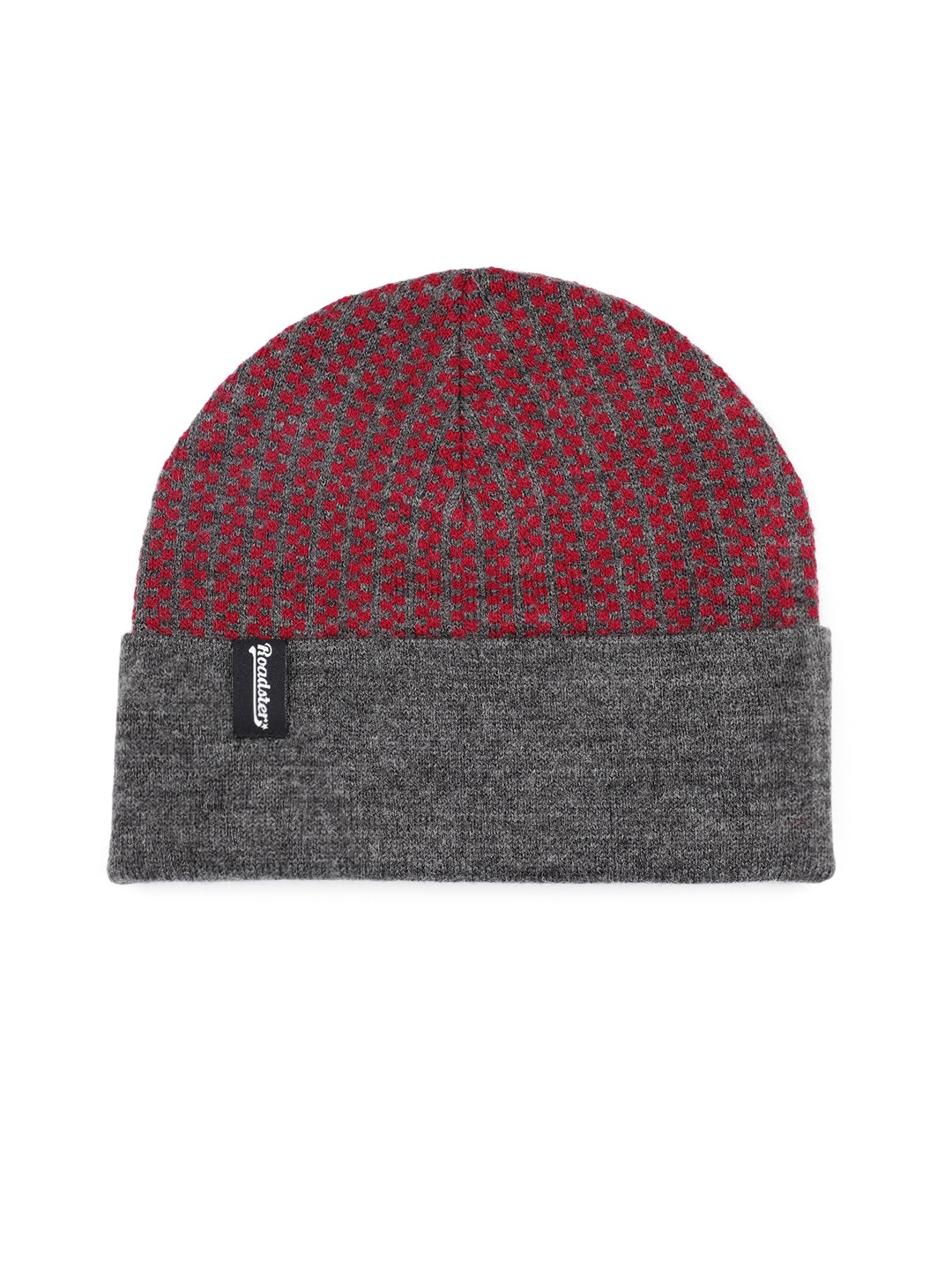 

Roadster Unisex Self Design Beanie, Red