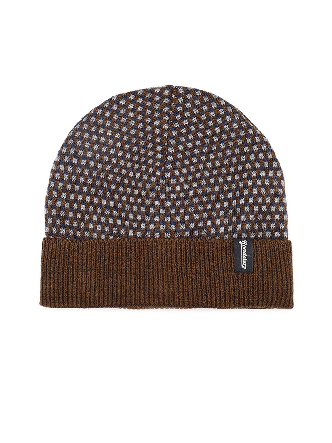 

Roadster Unisex Self Design Beanie, Brown