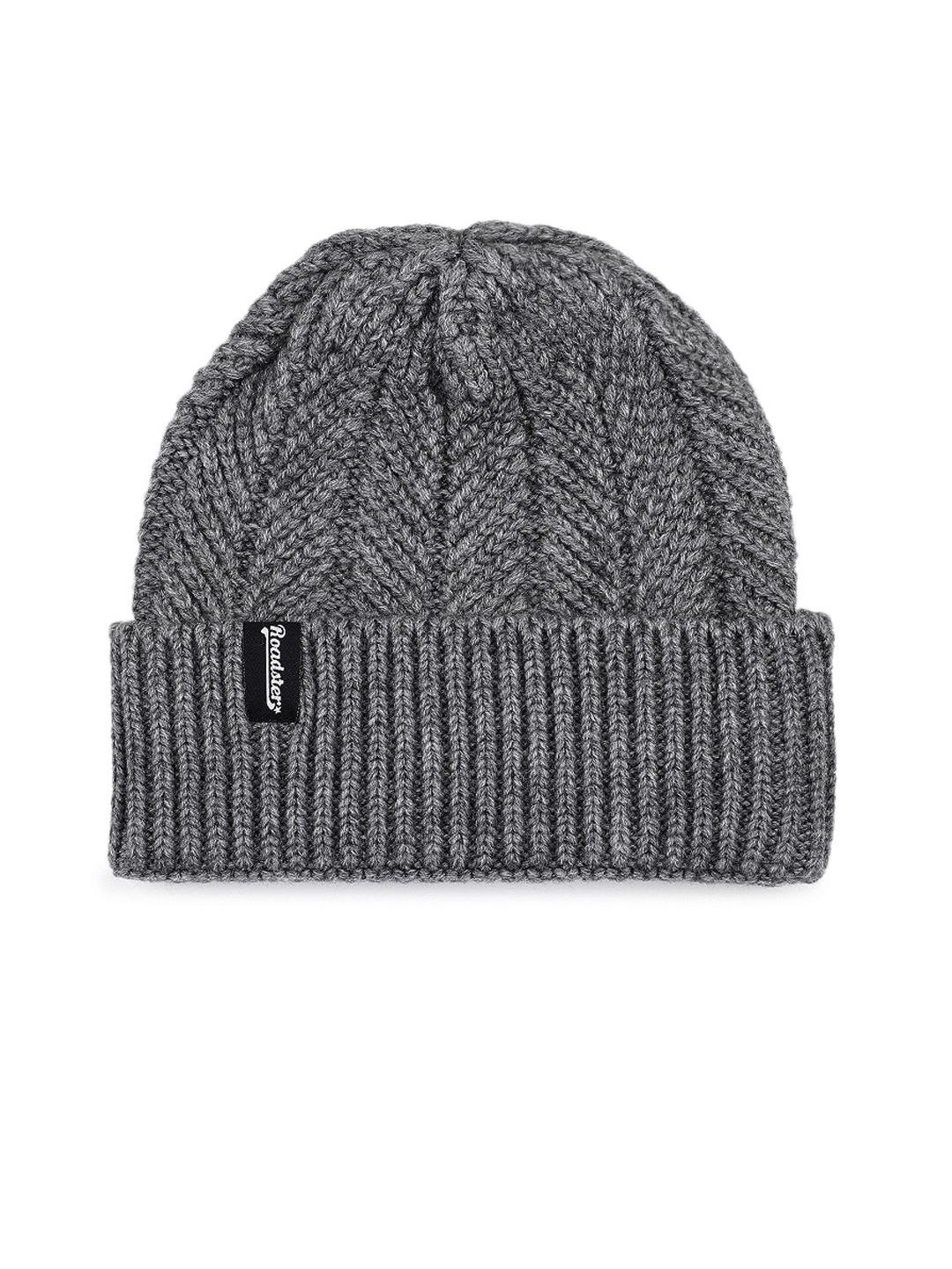 

Roadster Unisex Self Design Beanie, Grey