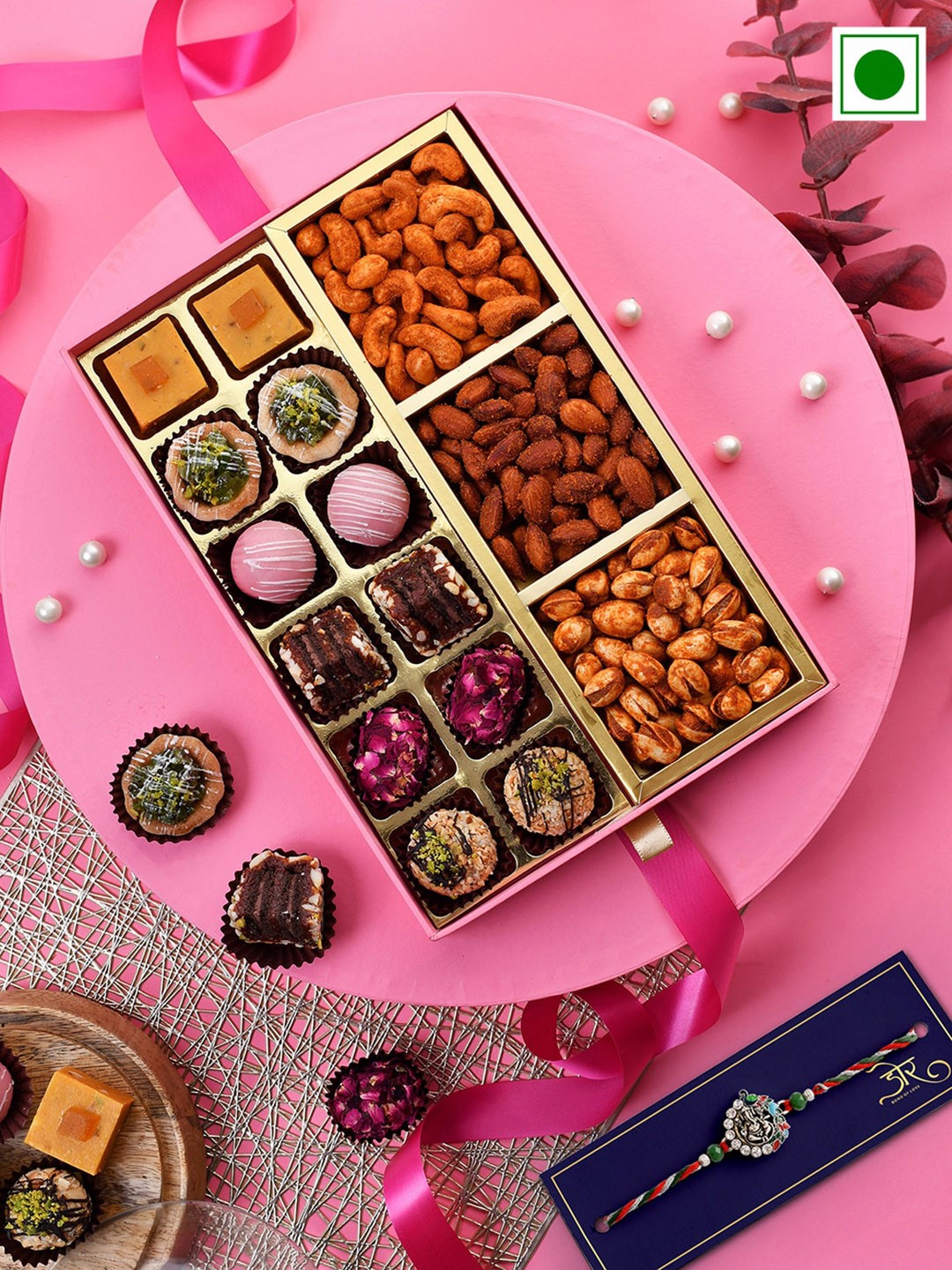 

RawFruit Marjipan And Dry Fruit With Rakhi, Red