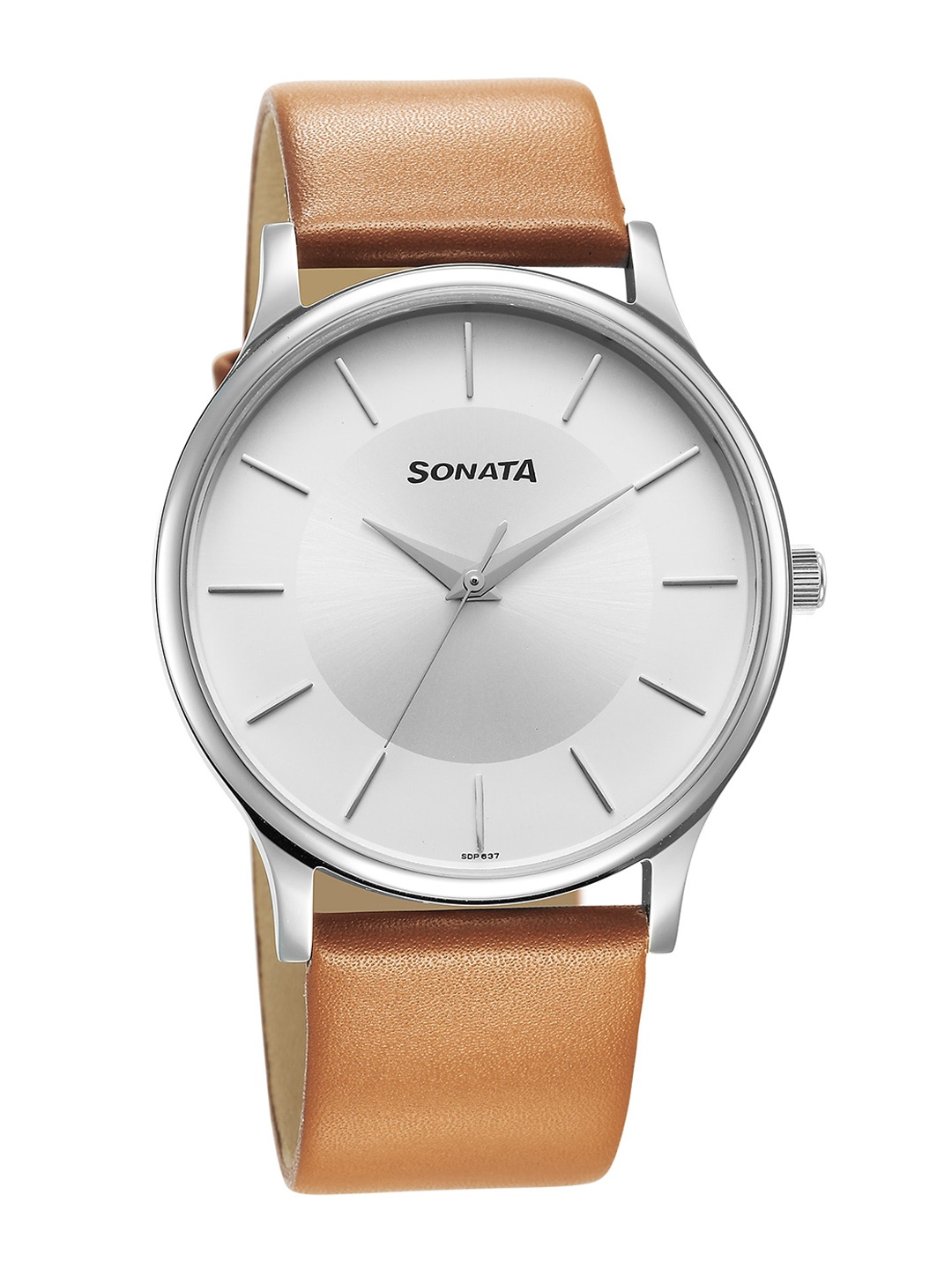 

Sonata Men Brass Dial & Leather Straps Analogue Watch 77105SL16W, Tan