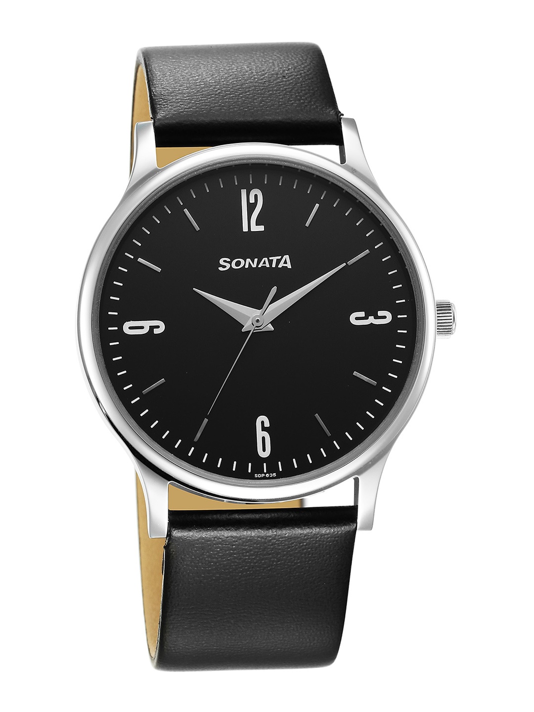 Sonata Men Brass Dial & Leather Straps Analogue Watch 77105SL13W, Blue