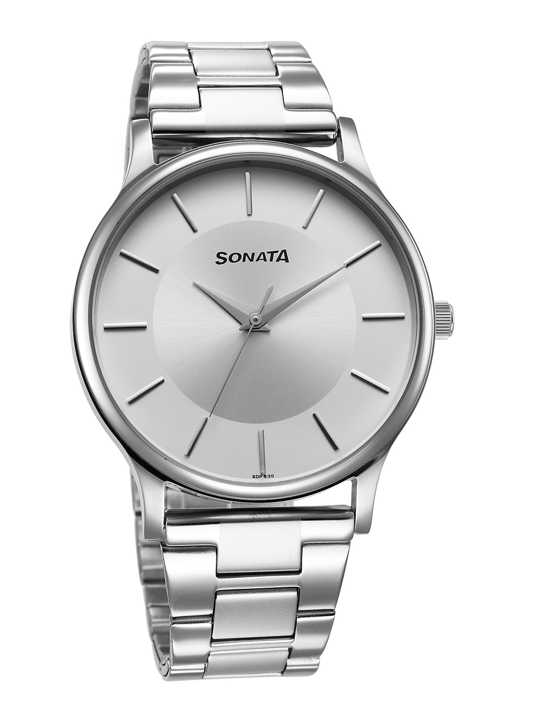 

Sonata Men Brass Dial & Stainless Steel Bracelet Style Straps Analogue Watch 77105SM10W, Silver