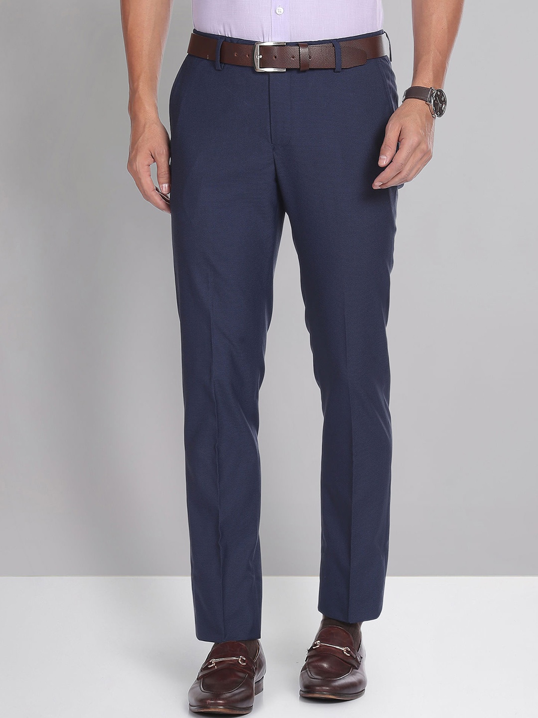 

AD By Arvind Men Slim Fit Formal Trousers, Blue