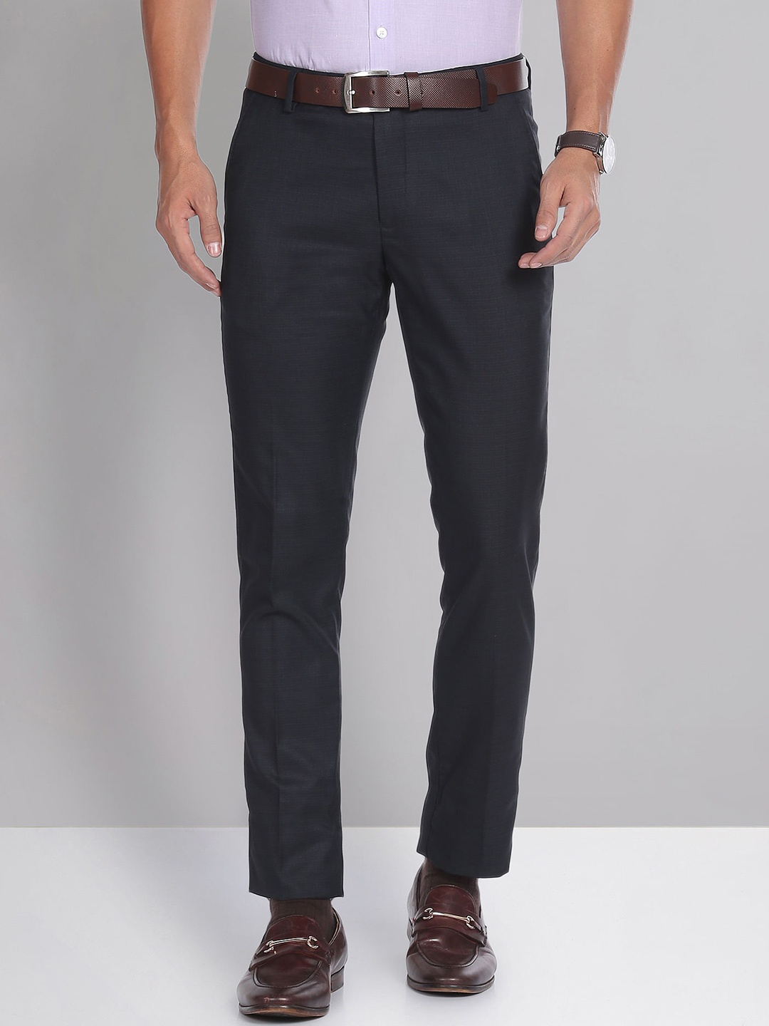 

AD By Arvind Men Slim Fit Formal Trousers, Blue
