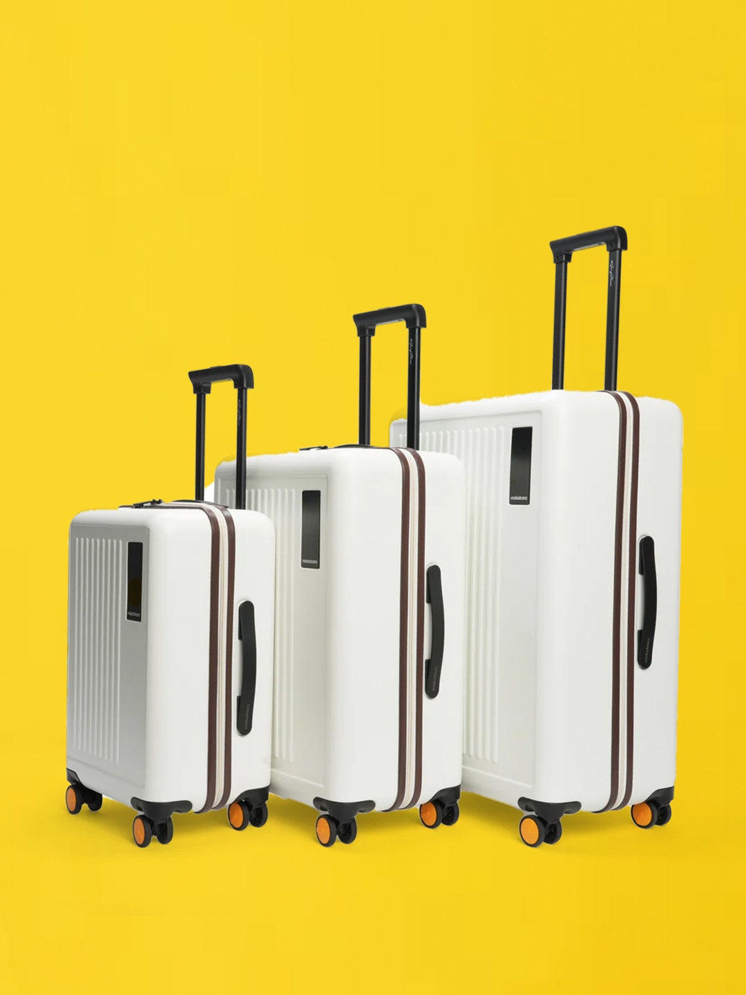 

MOKOBARA The Transit Set Of 3 Textured Hard-Sided Trolley Bags, White