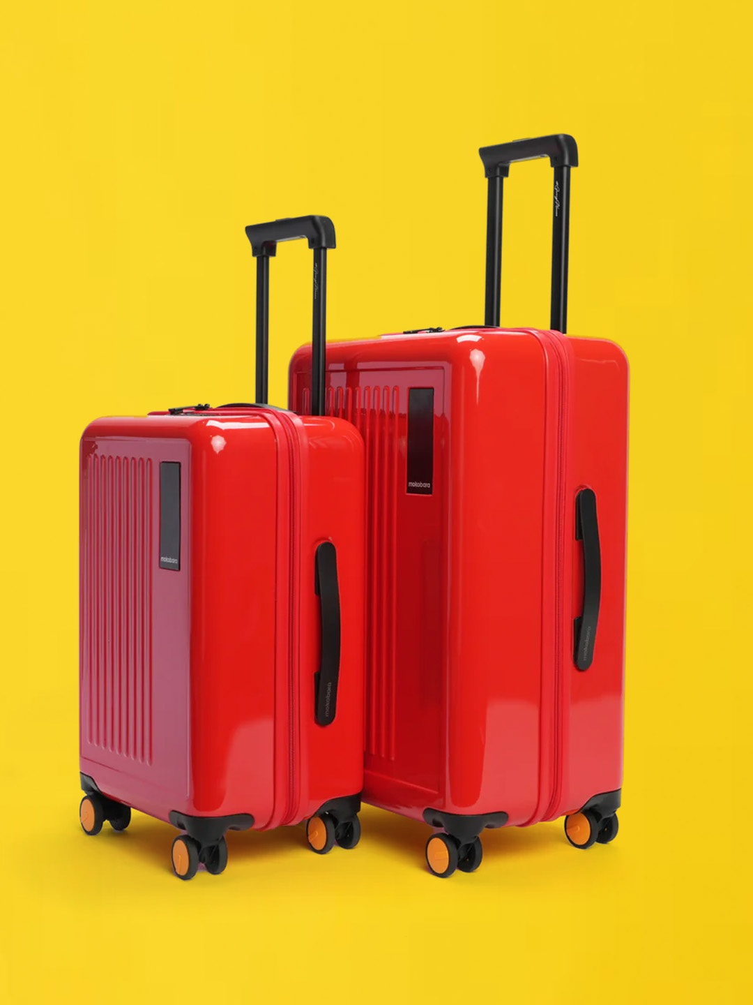 

MOKOBARA The Transit Set Of 2 Textured Hard-Sided Trolley Bags, Red