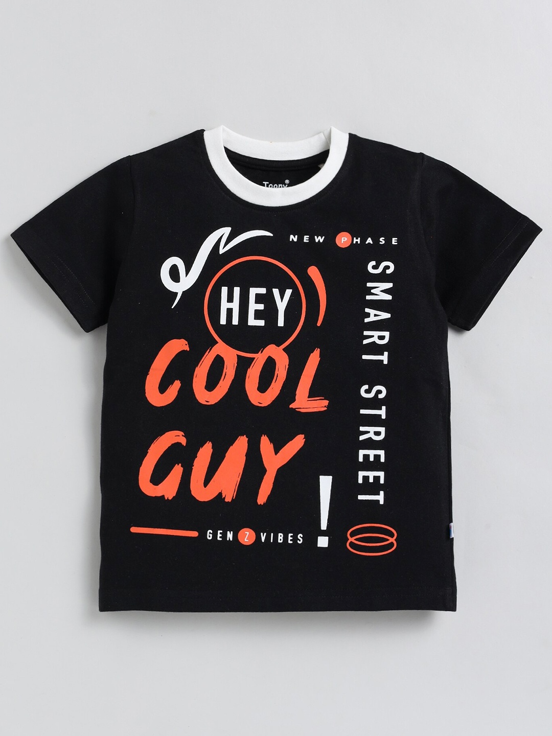 

Toonyport Boys Typography Printed Cotton T-Shirt, Black
