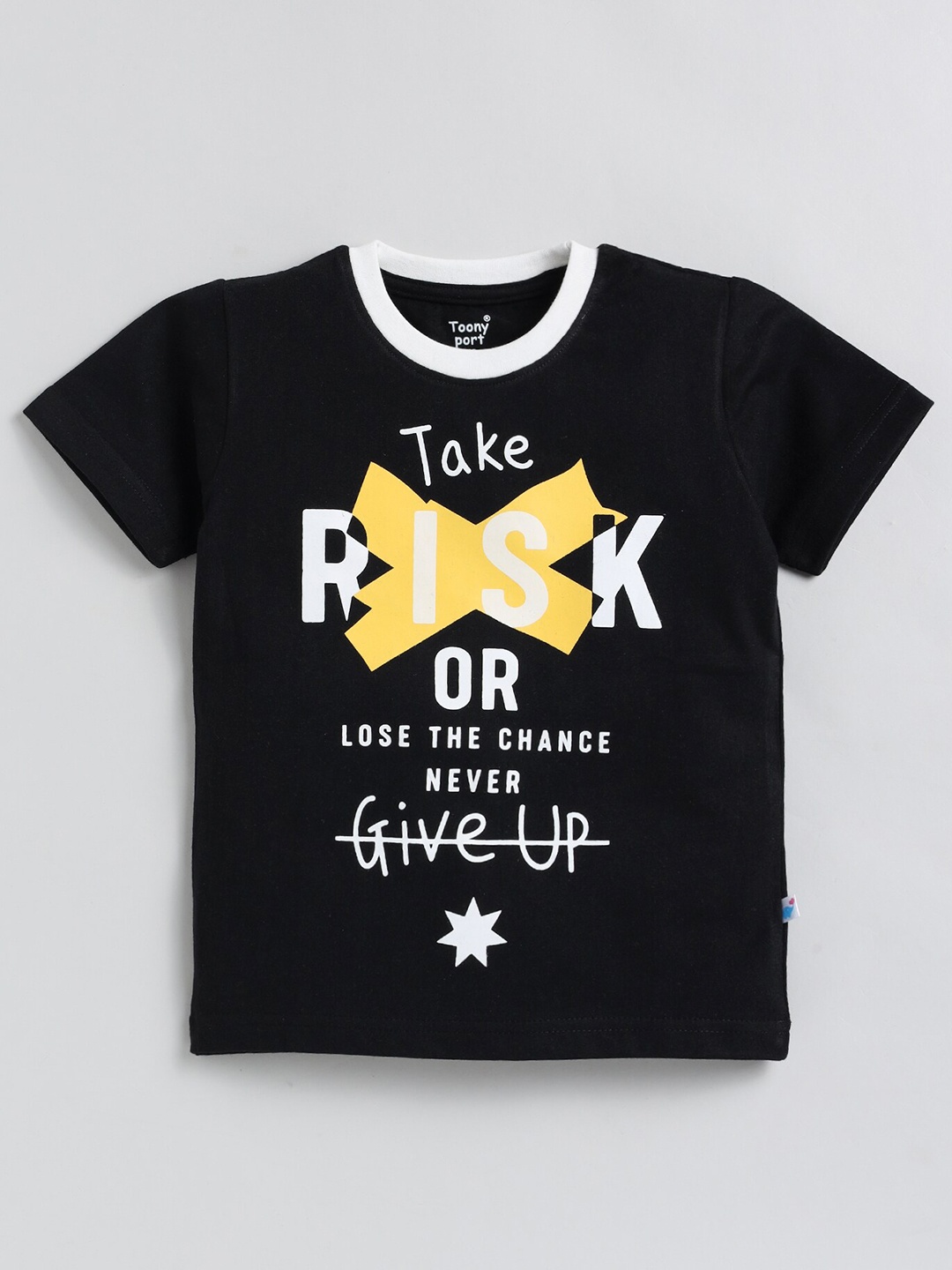 

Toonyport Boys Typography Printed Cotton T-Shirt, Black