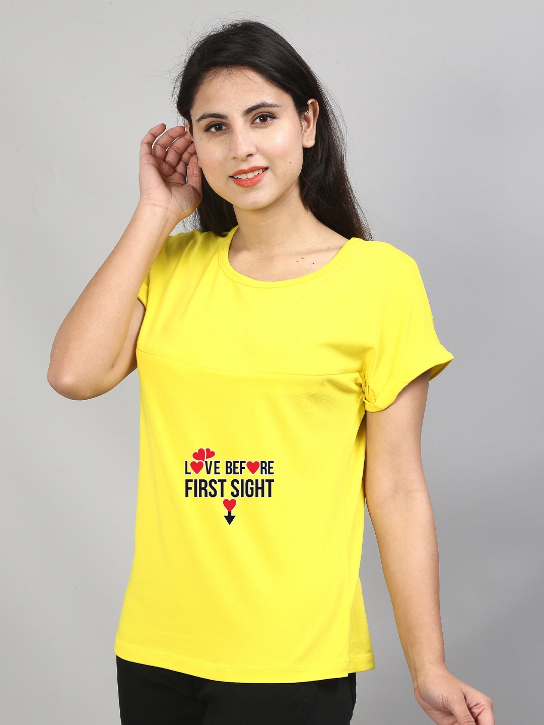 

SillyBoom Typography Printed Cotton Lycra Maternity T-shirt, Yellow