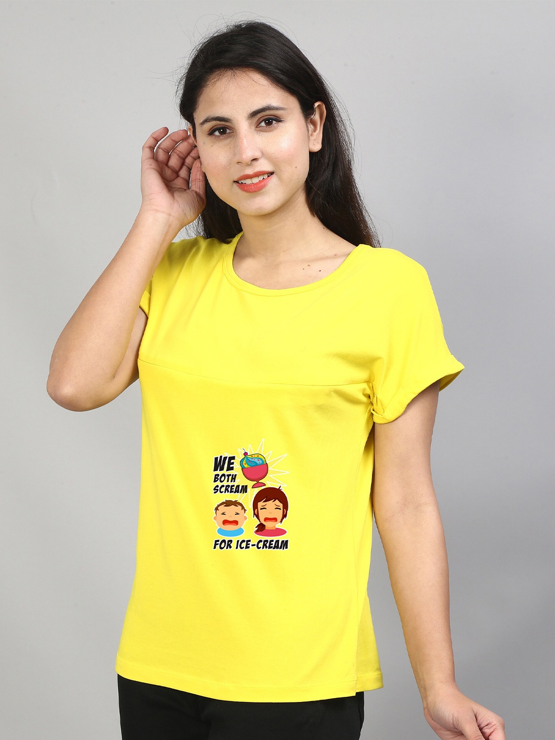 

SillyBoom Graphic Printed Maternity And Feeding T-shirt, Yellow