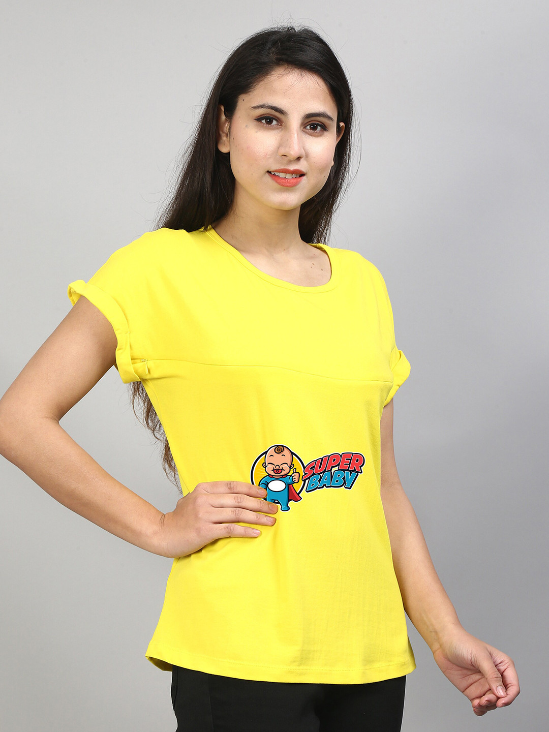 

SillyBoom Graphic Printed Extended Sleeves Cotton Feeding T-shirt, Yellow
