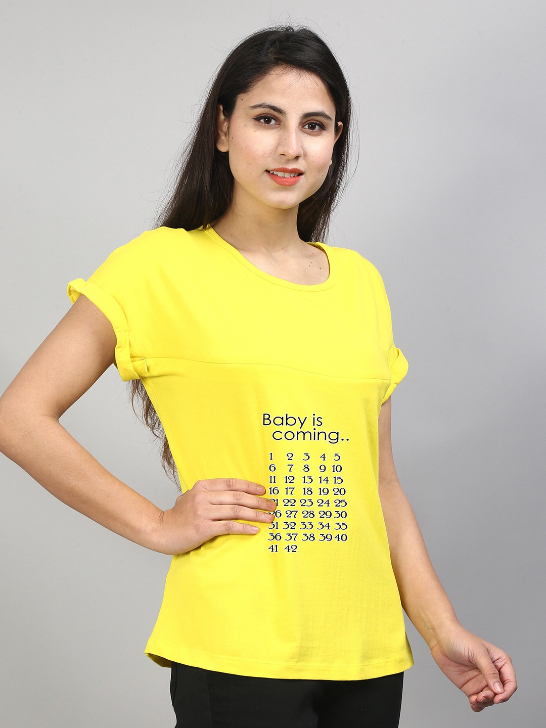 

SillyBoom Typography Printed Extended Sleeves Cotton Feeding T-shirt, Yellow